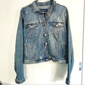Maurices Distressed Denim Jacket Large